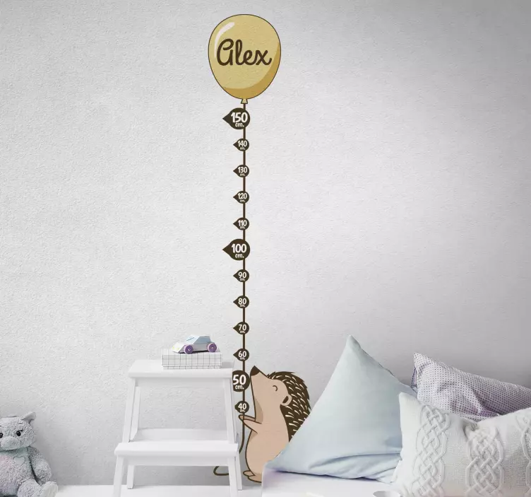 BALLOON HEIGHT CHART HEDGEHOG wall stickers for kid - TenStickers