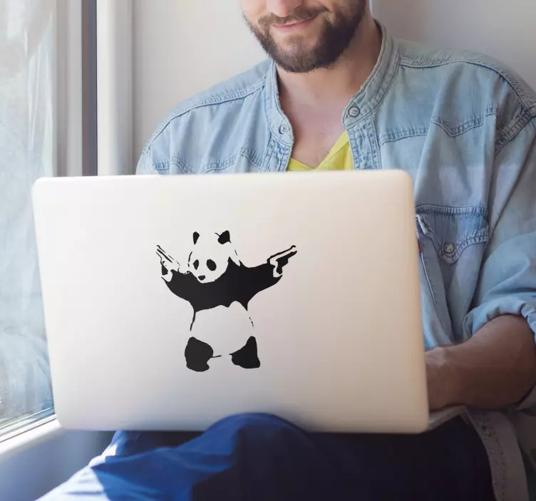 Banksy Panda Laptop Sticker - TenStickers