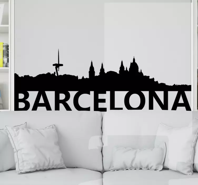 Barcelona skyline outline wall sticker - TenStickers