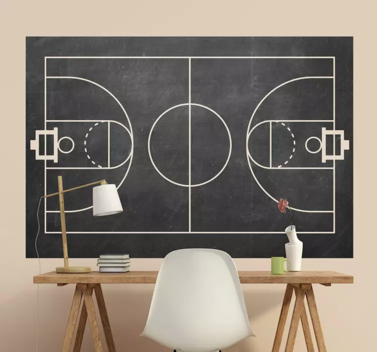 Basketball Court Chalkboard Sticker - TenStickers