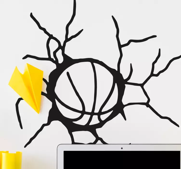 Basketball Cracked Wall football sticker - TenStickers
