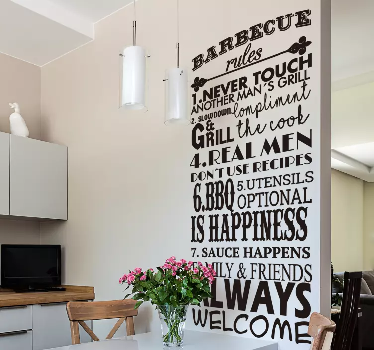 Funny BBQ rules text sticker - TenStickers