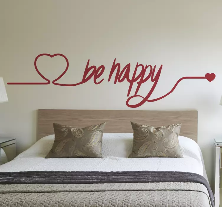 Be Happy Love Heart Decorative Wall Sticker - TenStickers