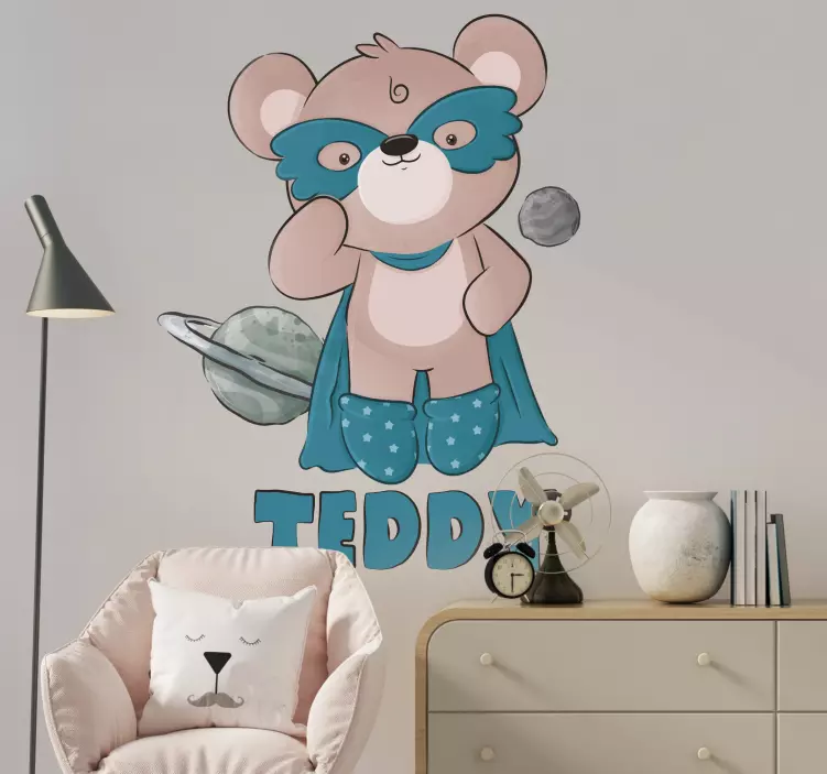 Bear hero superhero wall sticker - TenStickers