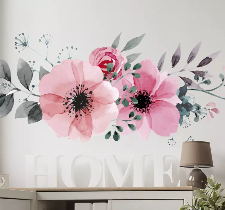 Beautiful Pink Flower Wall Sticker - TenStickers
