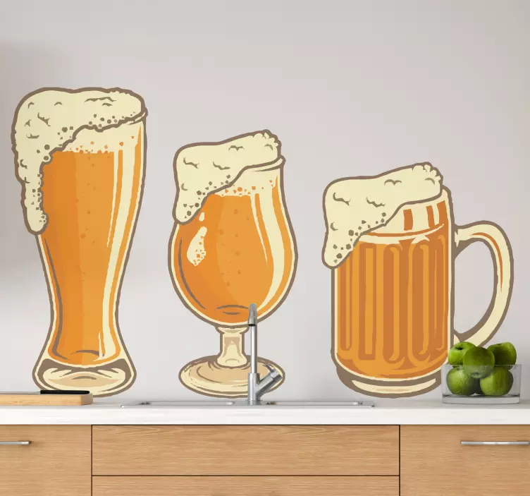 Beer different size glasses drink sticker - TenStickers
