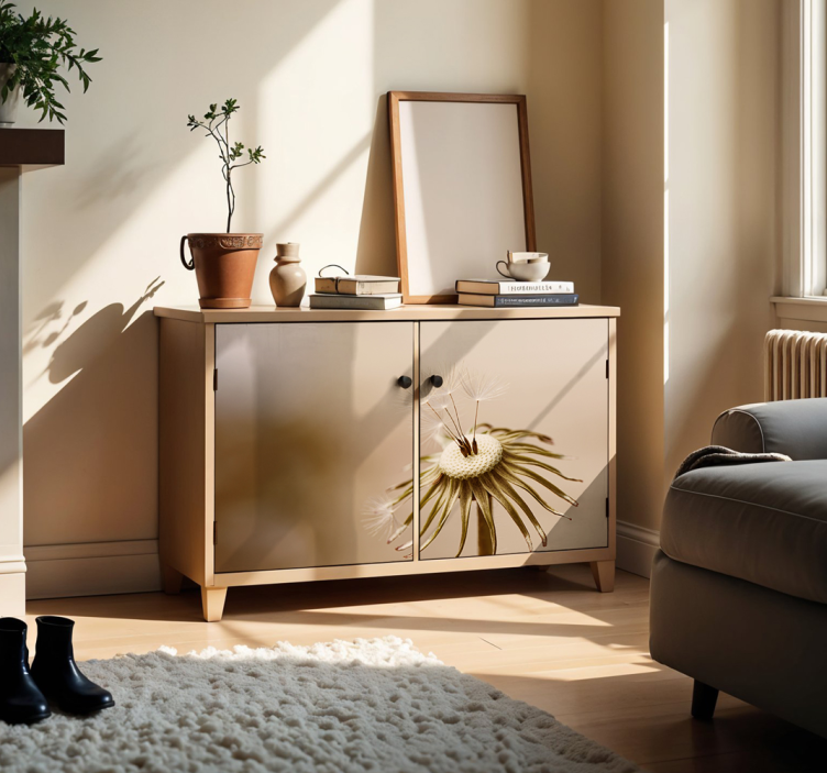 Beige dandelion furniture sticker - TenStickers