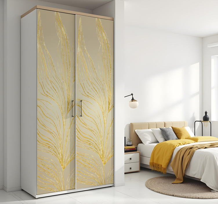 big golden effect leaf furniture sticker - TenStickers