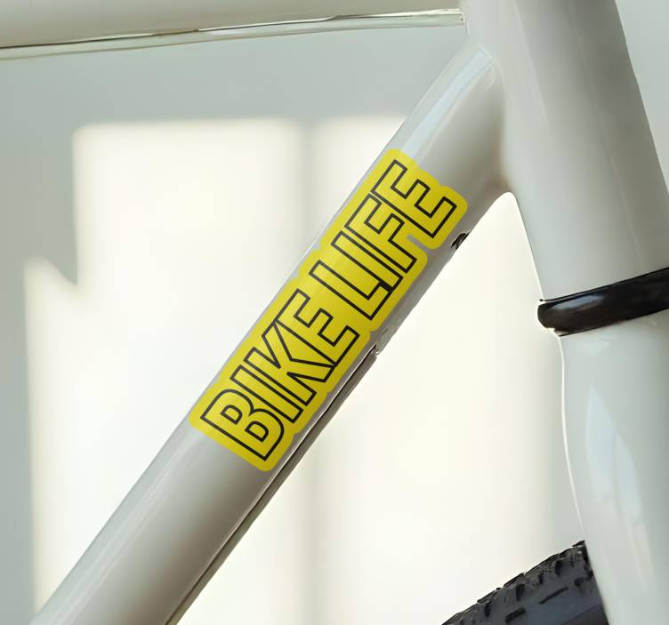 Bike Life with yellow background bicycle decal - TenStickers