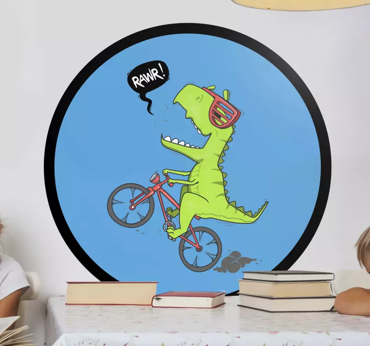 Biker dinosaur wall sticker - TenStickers