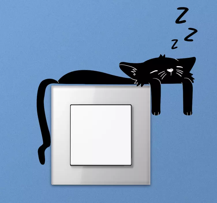 Black cat light switch sticker - TenStickers