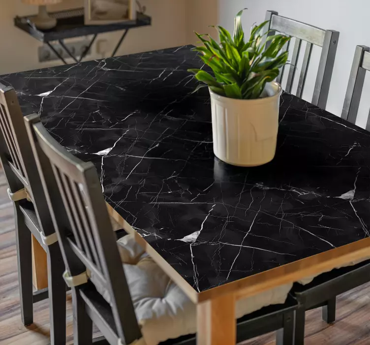 Black marble table sticker for dining room - TenStickers