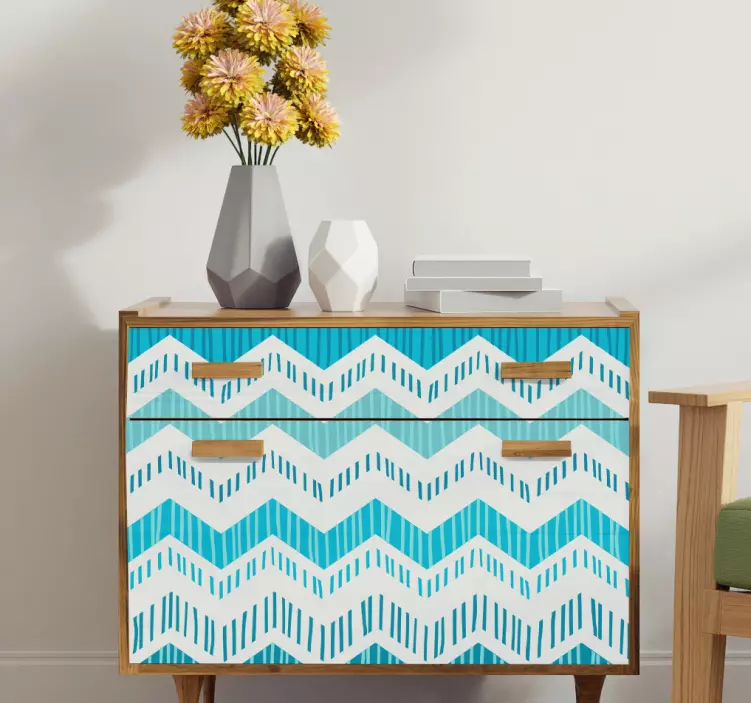 Blue Zig Zag furniture sticker - TenStickers