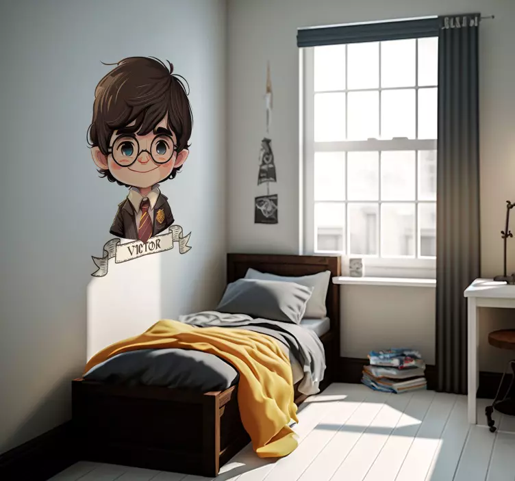 Boy wizard with tie sticker illustration - TenStickers