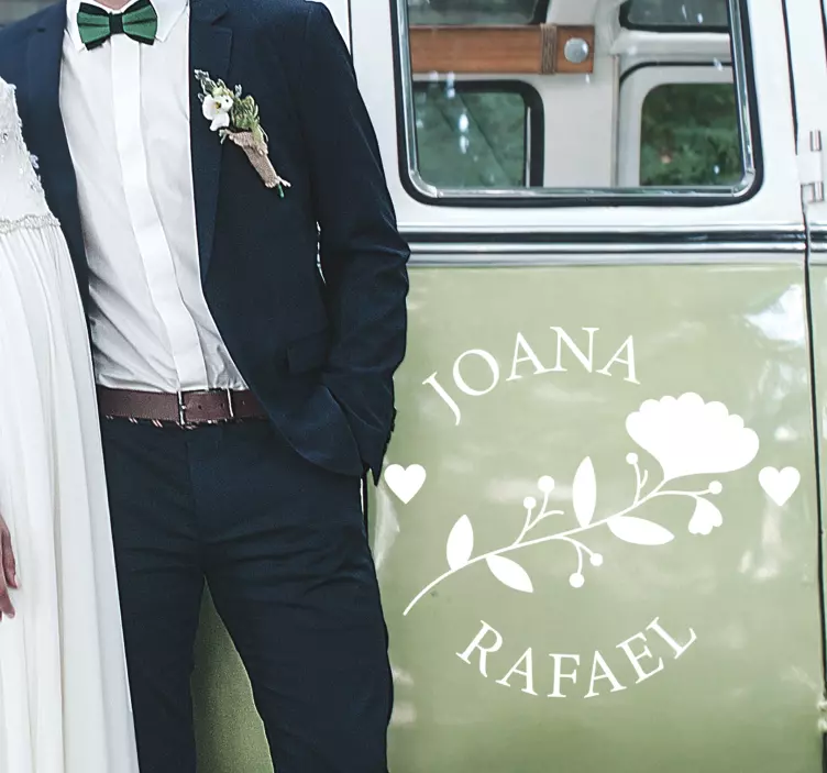 Bride and Groom Name wedding sticker - TenStickers