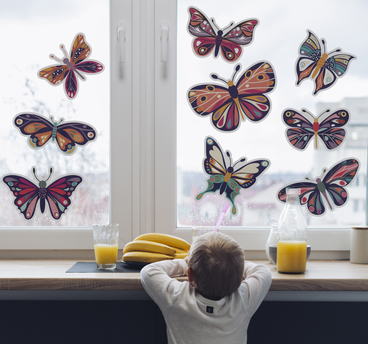 butterflies window decoration window sticker - TenStickers