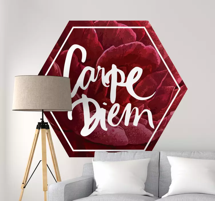 Carpe Diem Flower Design quote sticker - TenStickers