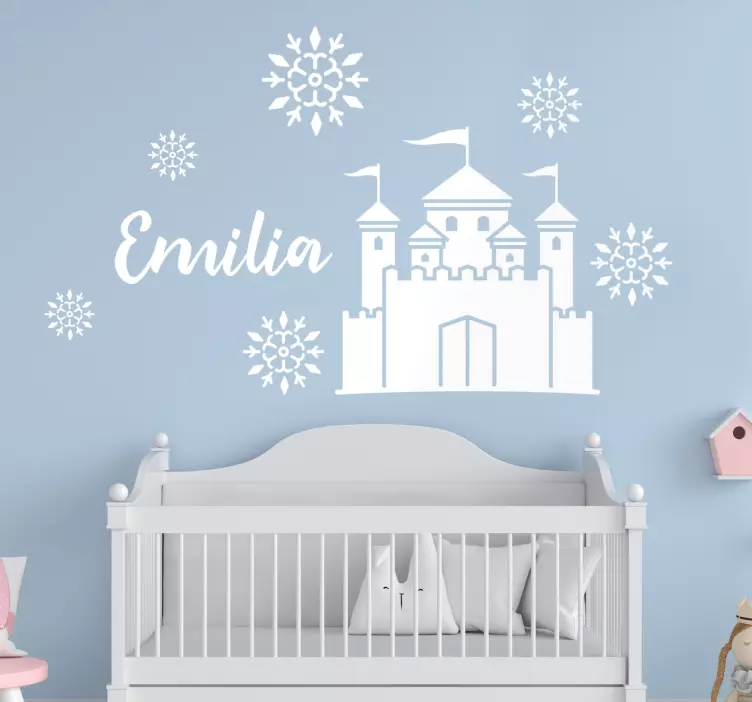 Custom castle and snowflakes wall stickers for kid - TenStickers