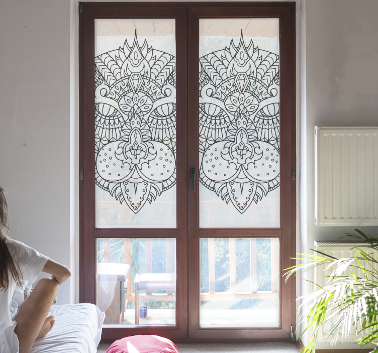 Cat illustration mandala window film - TenStickers