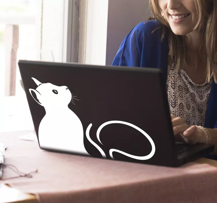 Cat silhouette laptop sticker - TenStickers