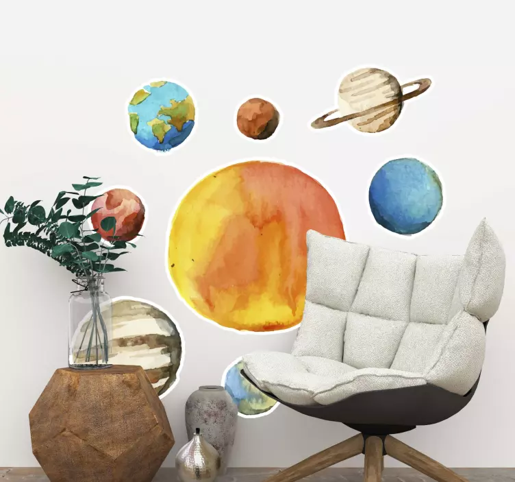 Celestial Planets Arrangement space wall sticker - TenStickers