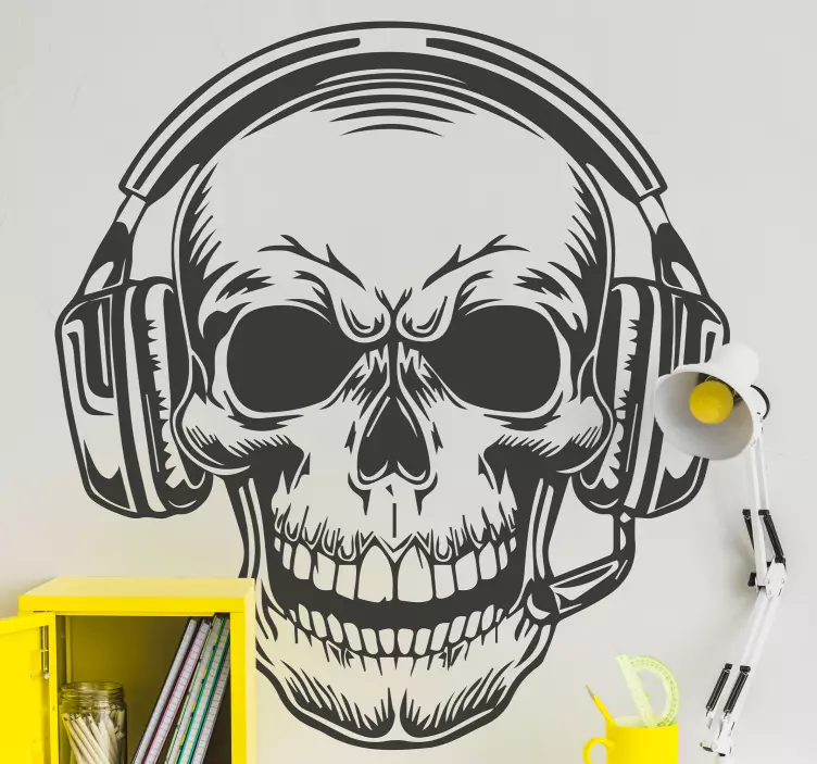 Character sticker skull with headset - TenStickers
