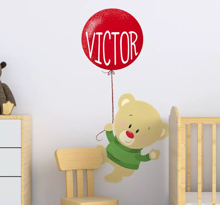 Cheerful Bear Balloon wall stickers for kid - TenStickers