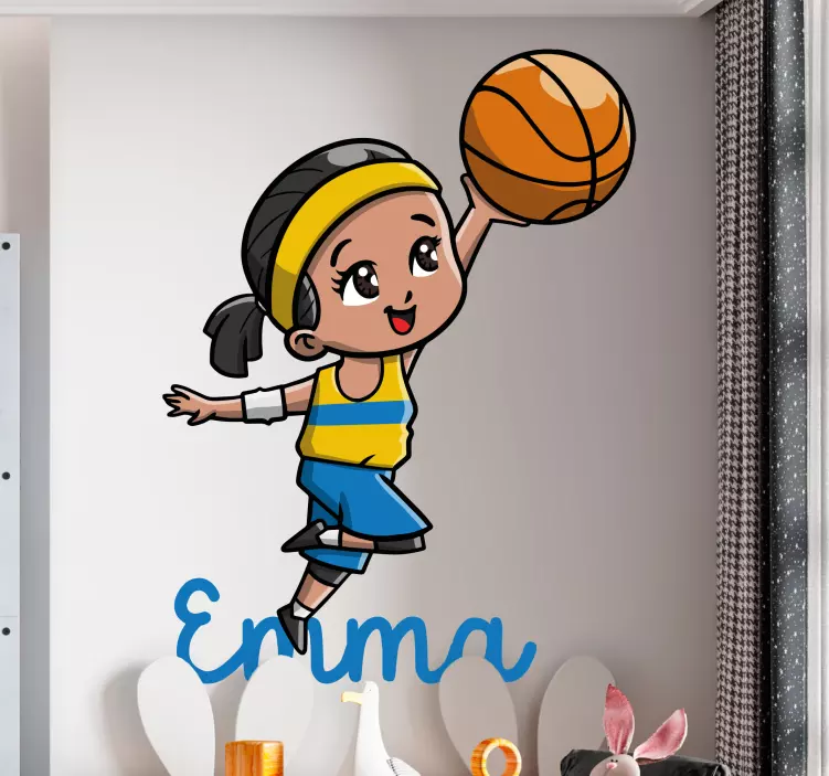 Cheerful Player Jumping basketball wall sticker - TenStickers