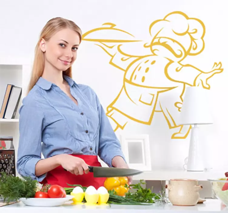 Chef Serving Wall Sticker - TenStickers