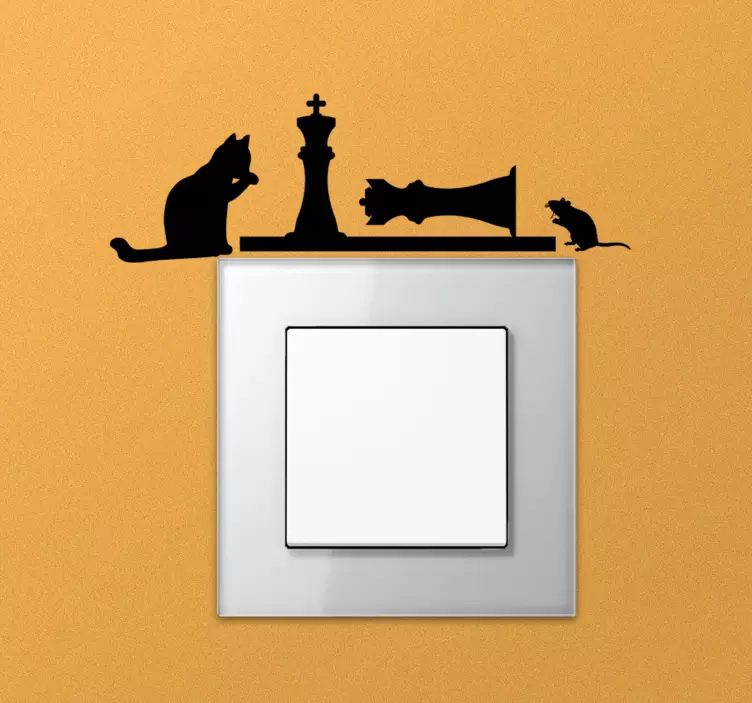 Chess Cat Scene light switch sticker - TenStickers