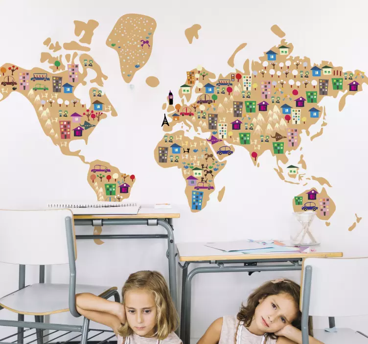 Children´s World Map Sticker - TenStickers