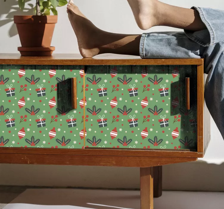Christmas candy print in green furniture decal - TenStickers