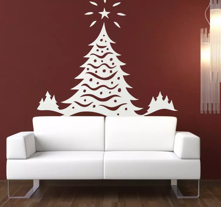 Christmas Tree Landscape Wall Sticker - TenStickers