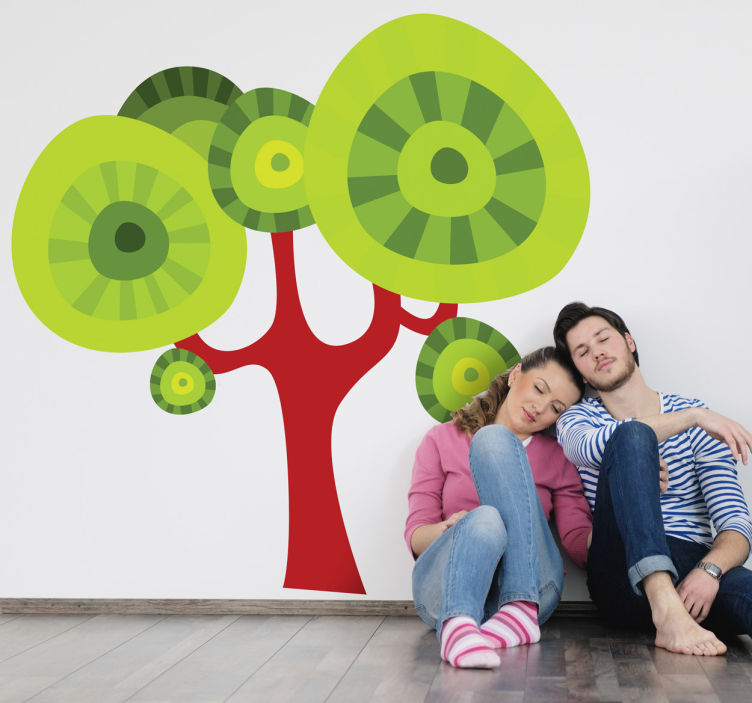 Circle Green Tree Wll Sticker - TenStickers