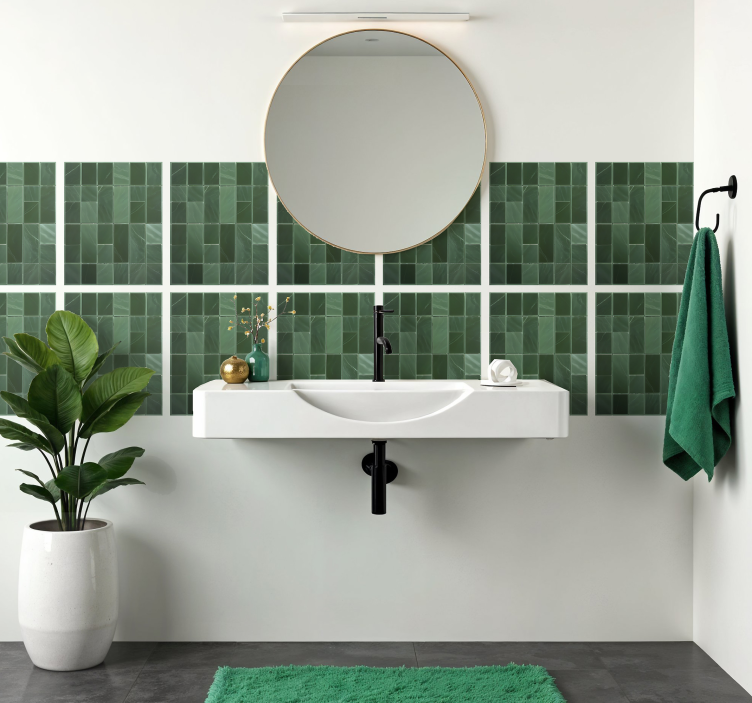 Claire green rectangle motif bathroom wall sticker - TenStickers