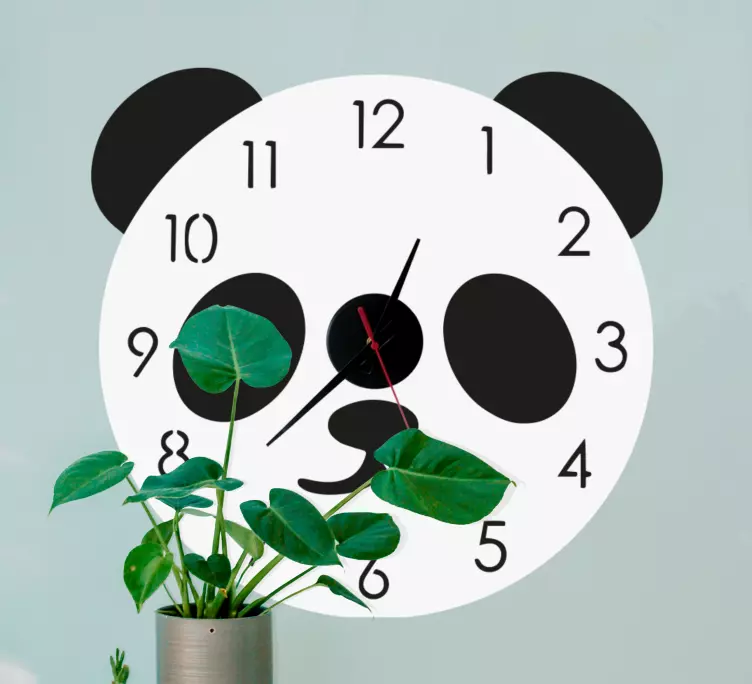 Clock wall sticker panda face clock - TenStickers