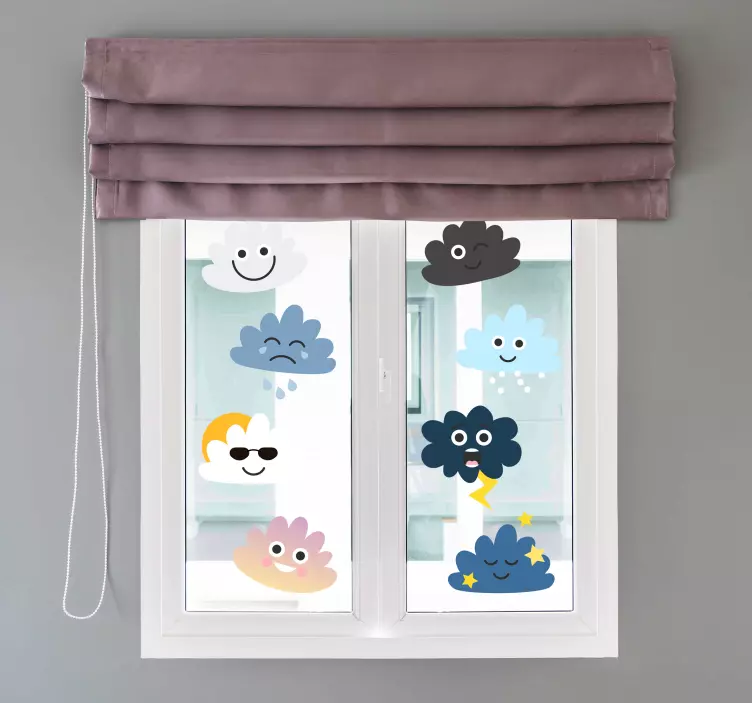 Clouds with faces illustration sticker - TenStickers