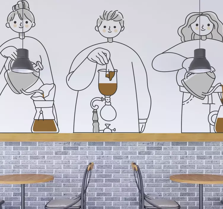 Coffee Brewing Illustrations restaurant sticker - TenStickers