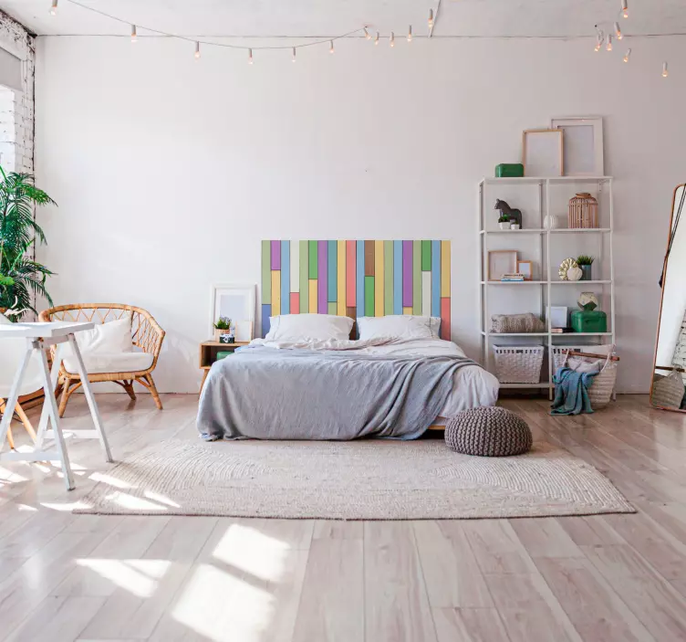 Colorful bedhead planks headboard decal - TenStickers