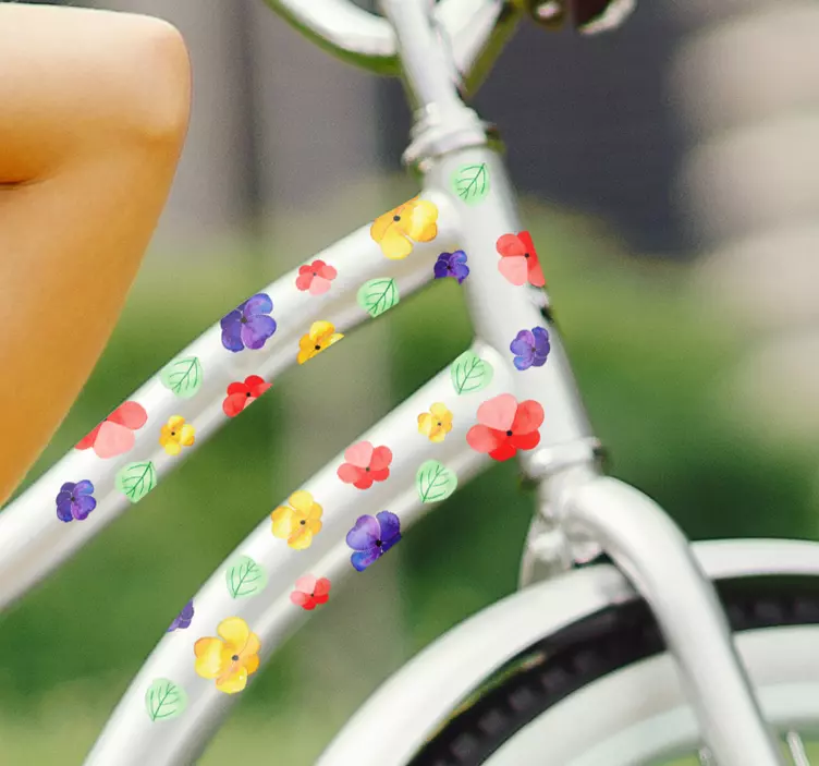 Colorful flowers Bike Sticker - TenStickers