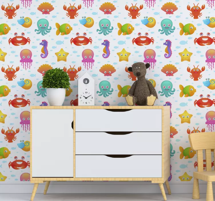 Colorful Ocean Creatures farm animal wall sticker - TenStickers