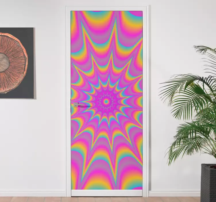 Colorful Psychedelic Pattern door sticker - TenStickers