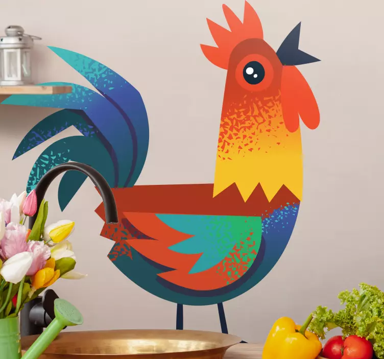 Colorful Rooster Art farm animal wall sticker - TenStickers