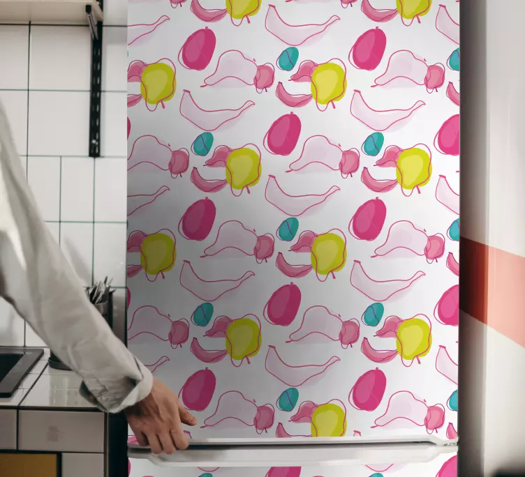 Colorful summer fruits pattern fridge sticker - TenStickers