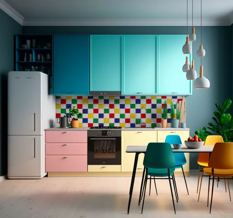 Colorful tilesColorful tiles plain vinyl - TenStickers