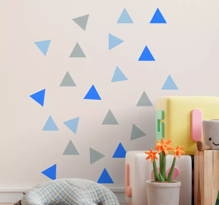 Blue and gray triangles geometric wall sticker - TenStickers