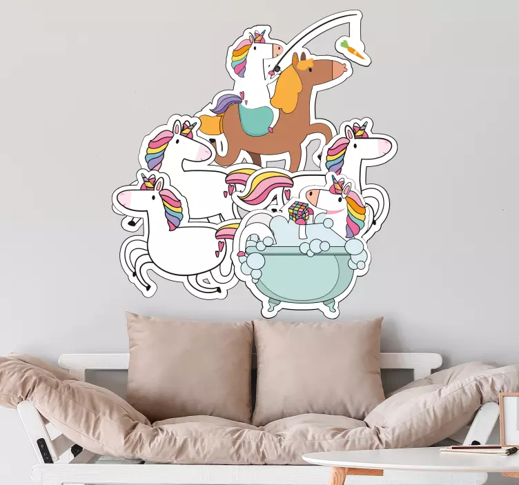 Colorful Unicorn Collection wall stickers for kid - TenStickers