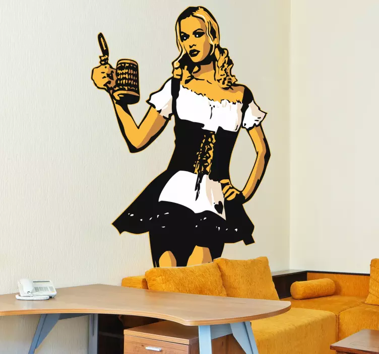 Coloured Beer Girl Decal - TenStickers