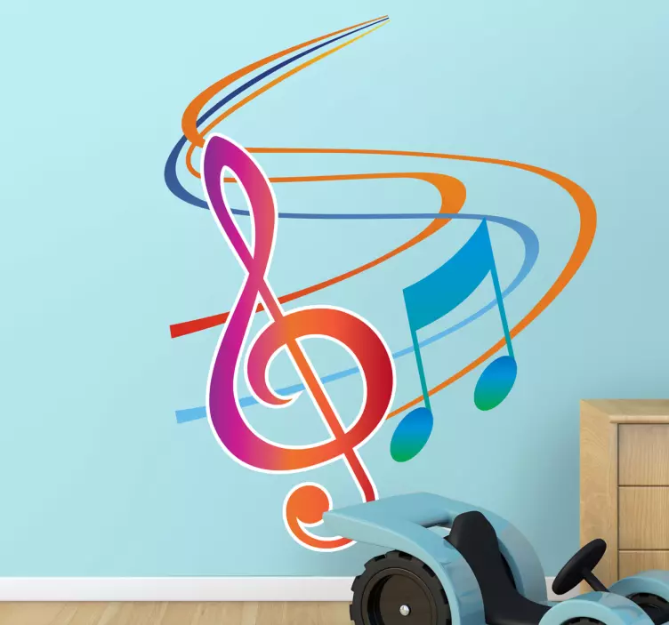 Colourful Musical Notes Wall Sticker - TenStickers