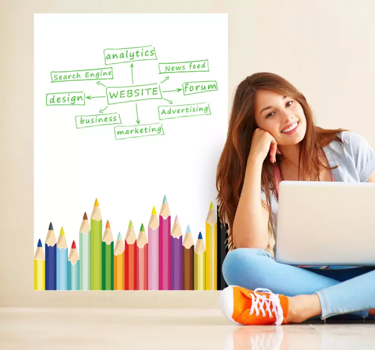 Colouring Pencils Whiteboard Sticker - TenStickers